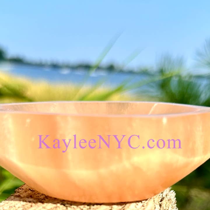 KayleeNYC - Wholesale Spiritual Stone/Crystal - Natural Peach Selenite Satin Spar Hexagon Bowls ~10cm2