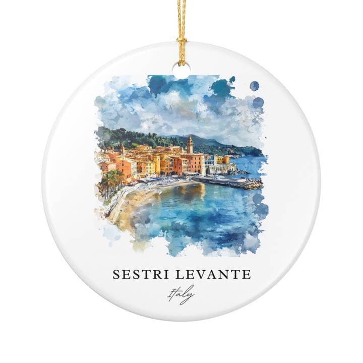 Premium Travel Art - Vente Objets de décoration - Ornement de Sestri Levante : Souvenir unique de Sestri Levante, Décoration de Noël italienne, et Cadeau authentique de Sestri Levante IT1