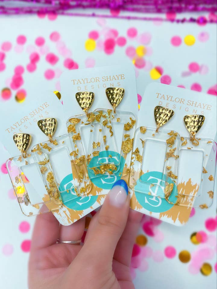 Gocce rettangolari in acrilico Gloria per la vendita all'ingrosso da parte di Taylor Shaye Designs