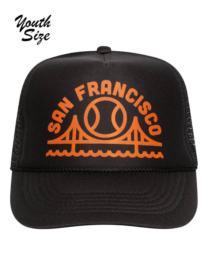 SF Baseball Youth Trucker Hat Black for wholesale by Culk