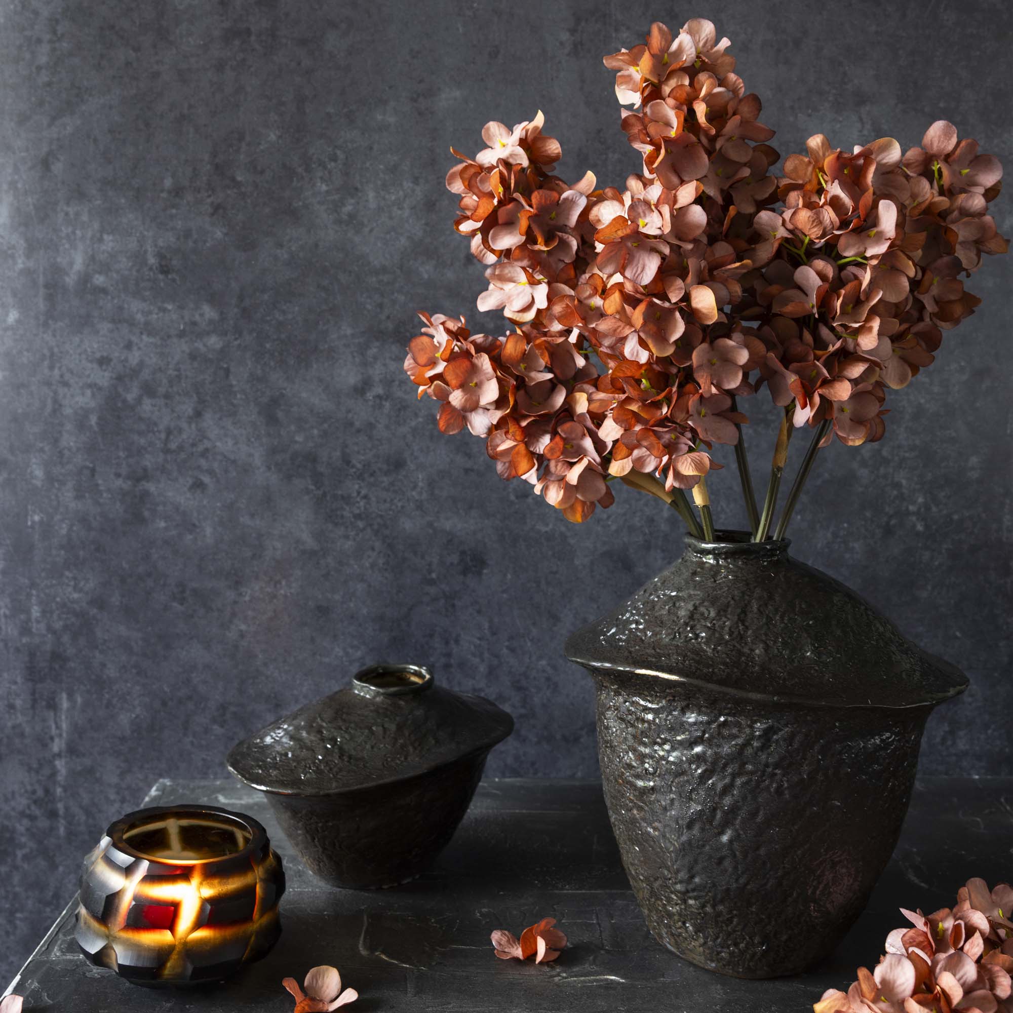 Abigail Ahern - Vente Fleurs artificielles - HORTENSIA CONIQUE ARTIFICIEL, ROSE ANTIQUE0