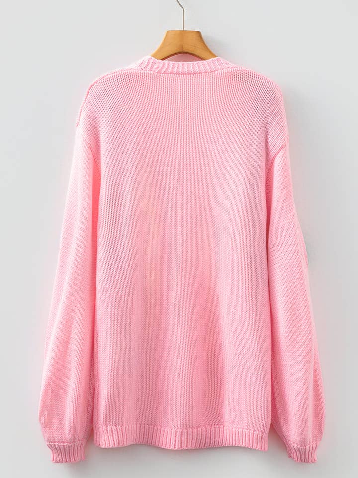 LALA LOO - Wholesale Cardigan - Women's - LALALOO Holiday Embroidered Open Front Midi Cardigan16