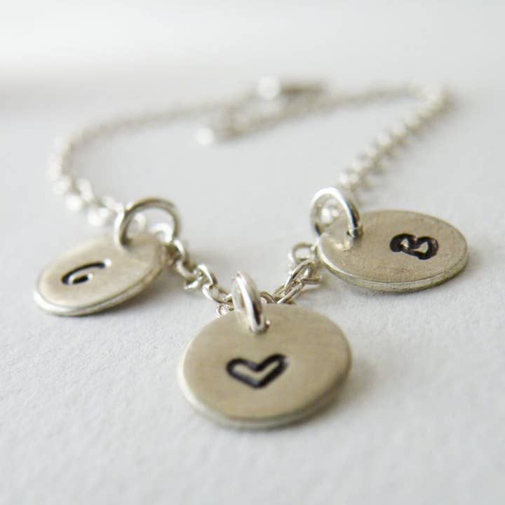 Charm Bracelet Sterling Silver Personalized Bracelet Custom for wholesale by SteamyLab