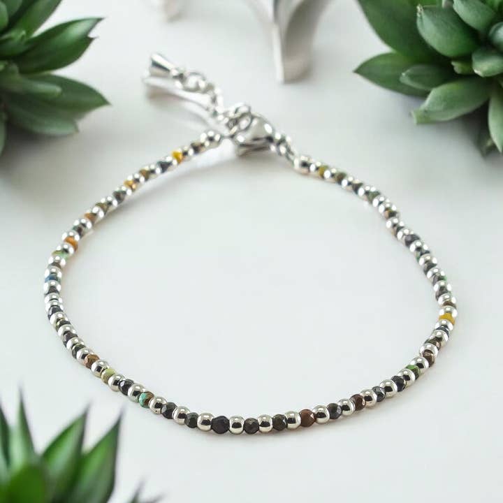 Turquoise Bracelet 2mm Faceted Gemstone Silver for wholesale by Quasar Gems USA