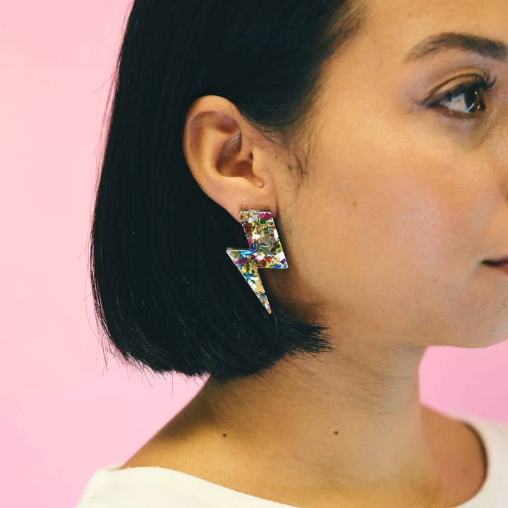 Studio Annette - Wholesale Dangle Earrings - Maxi glitter lightning bolt earrings4