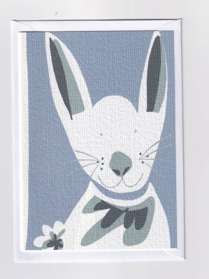New Baby - Grey Bunny gratulationskort för wholesale av Jenny Robson Design