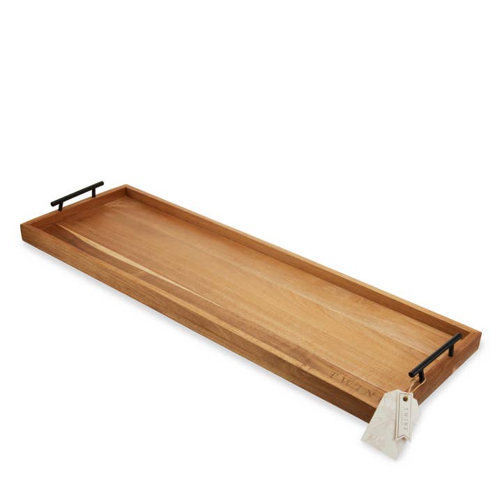 Twine - Wholesale Serving Tray - The Longboard 36 inch Acacia Cheese Platter w Metal Handles1