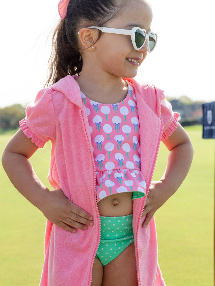 Rose Veste à capuche zippée en éponge rose chewing-gum pour filles en vente sur Faire8