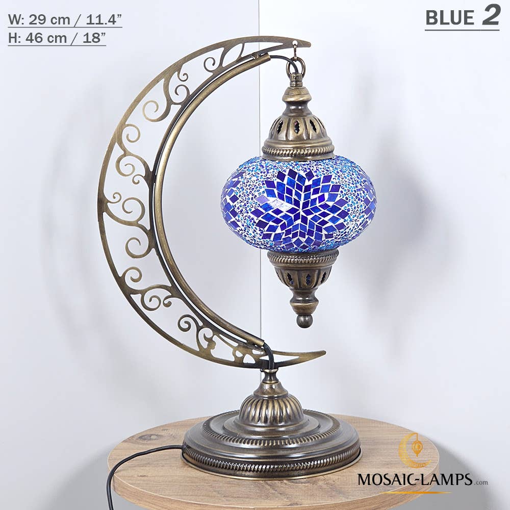Mosaic Lamps - Wholesale Accent/Desk Lamp - 10+ Colors - Moroccan Moon Table Lamp, Arc, Murano Crescent3