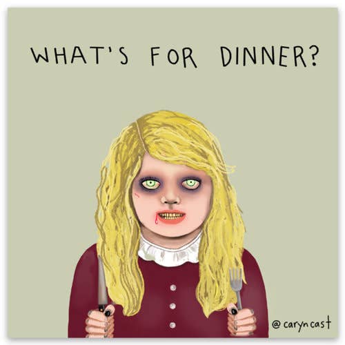 Hvad er til middag klistermærke for engroshandel hos Caryn Cast Art