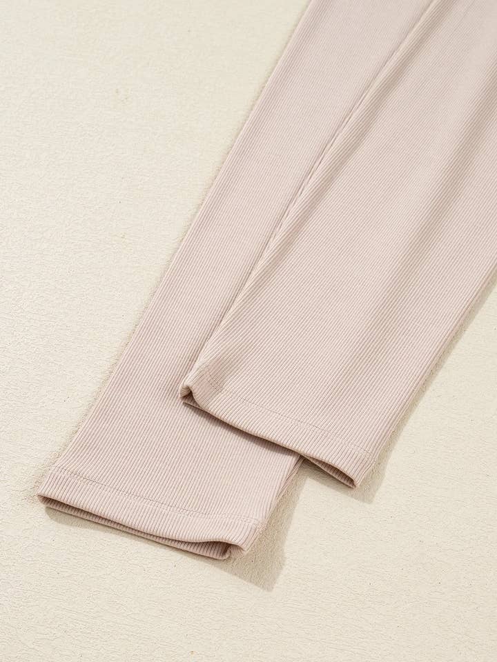 FULL TIME PURCHASE - Wholesale Lounge Set - Women's - Solid Color Oversize Slit Sweatshirt Ribbed Leggings 2pcsSet14