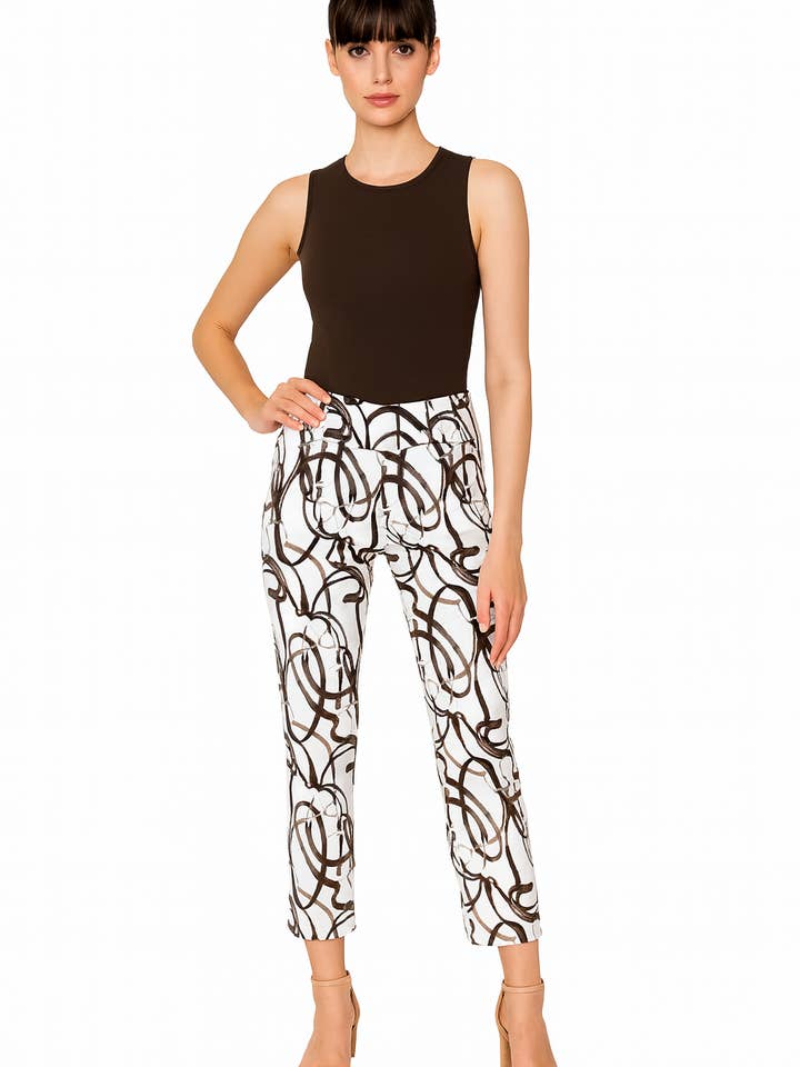 Krazy Larry P507 Pull on Pant - White Belts for wholesale by KRAZY LARRY