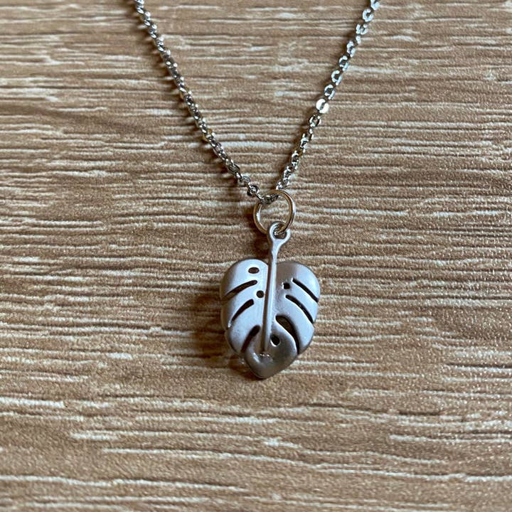 Mini Monstera Silver Pendant/Charm Necklace for wholesale by Plant Lover