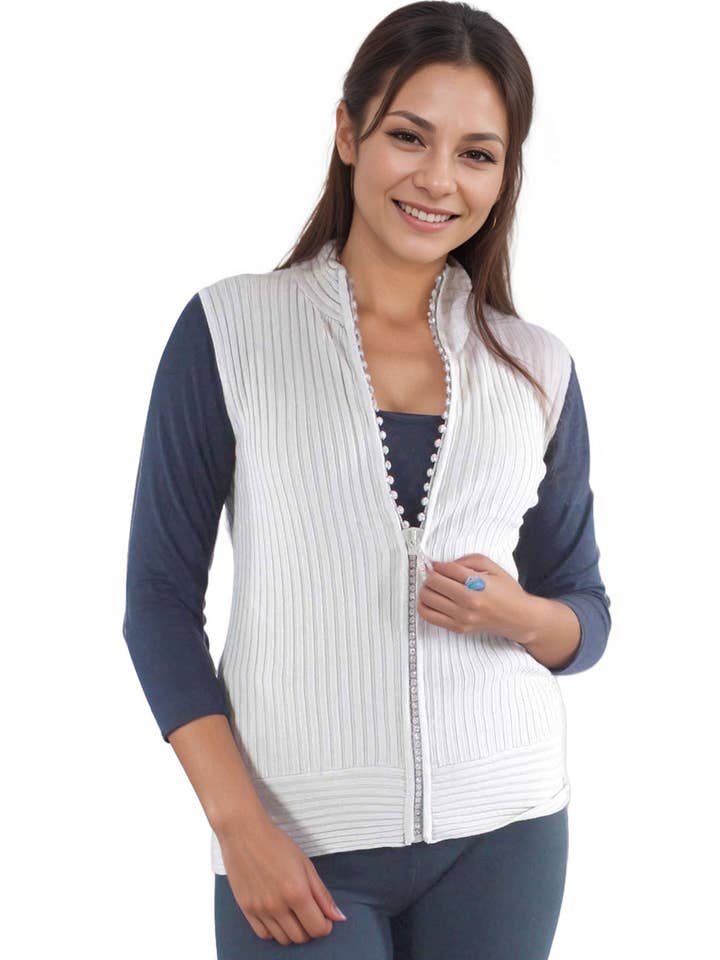 1595 - Diamant Lynlås Sweater Vest for engroshandel hos The Magic Scarf Company