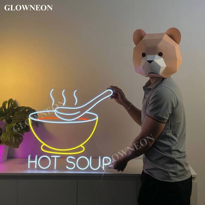 Hot Soup Led Lights, Hot Soup Restaurant Kitchen Wall Decor for wholesale by Glow Neon