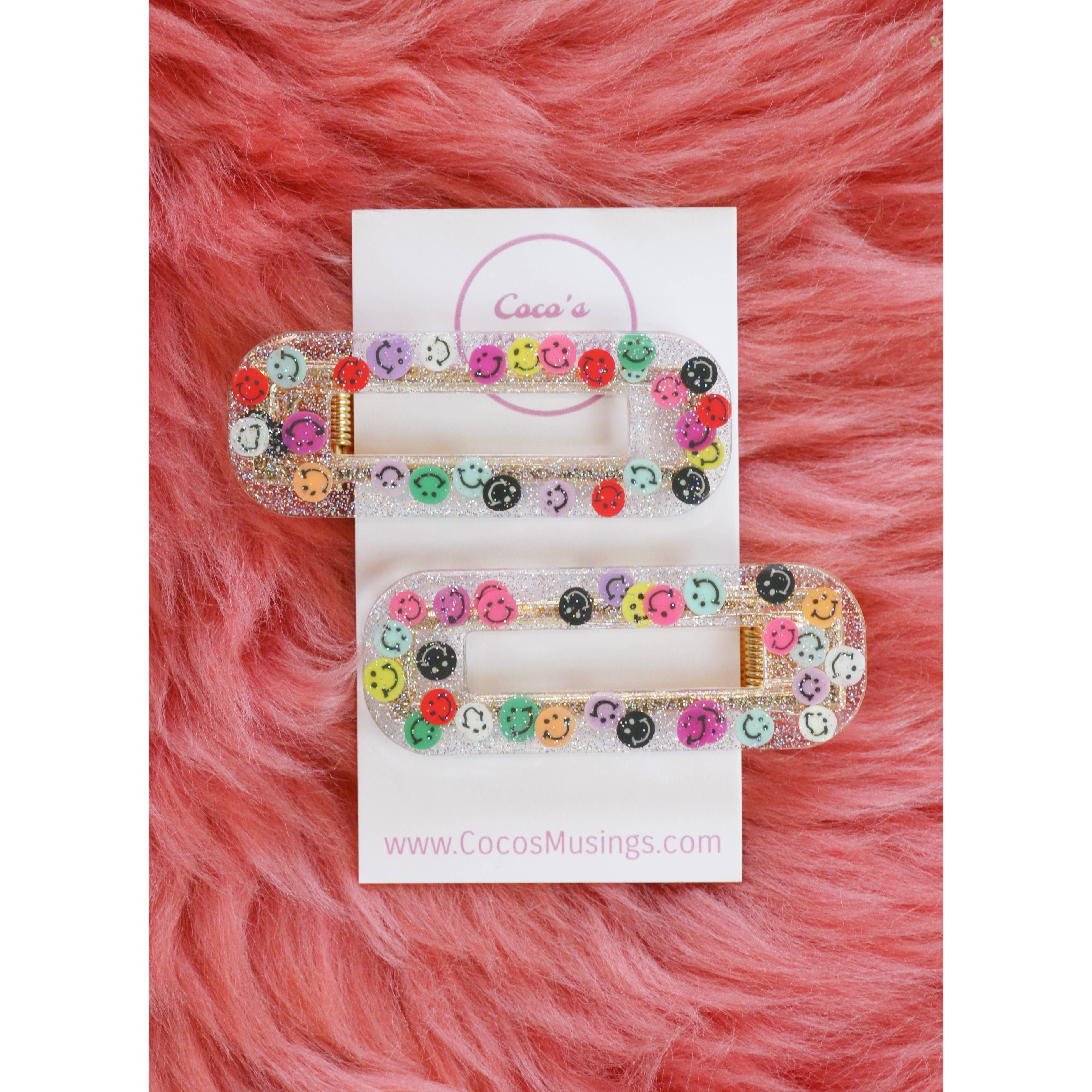 Coco's Musings - Wholesale Hair Clip - Women's - Rainbow Smiley Faces Hair Clips4