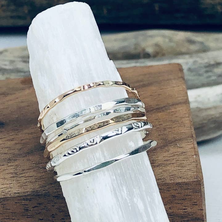 Laura J Designs - Wholesale Band/Stacked Ring - Textured Stacking Rings