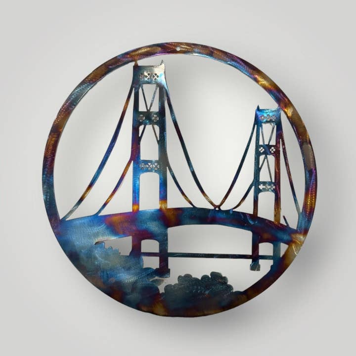 Circular Mackinac Bridge Scene for wholesale by Rebel Metal Gifts & Decor
