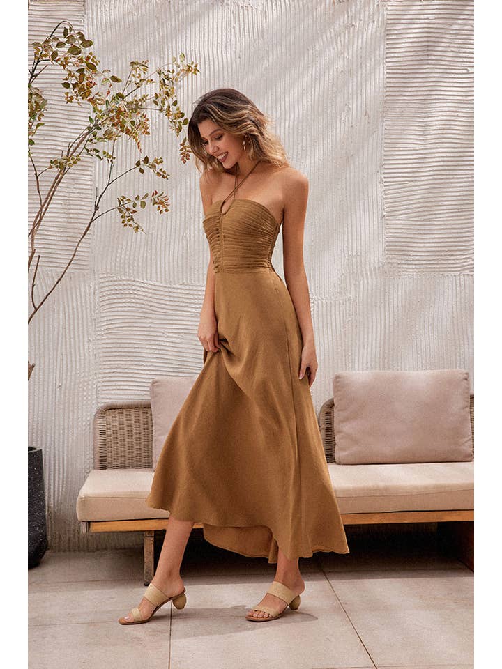 Frieeah – Großhandel Kleid – Damen – Carol | Maxikleid aus Lyocell/Leinen2