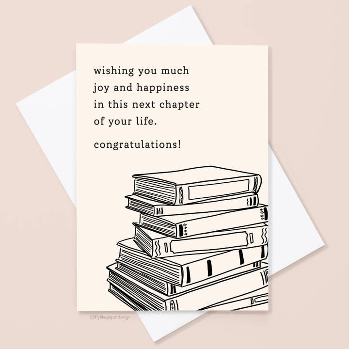 Next Chapter Congratulations Card for wholesale by Fly Like Paper Design