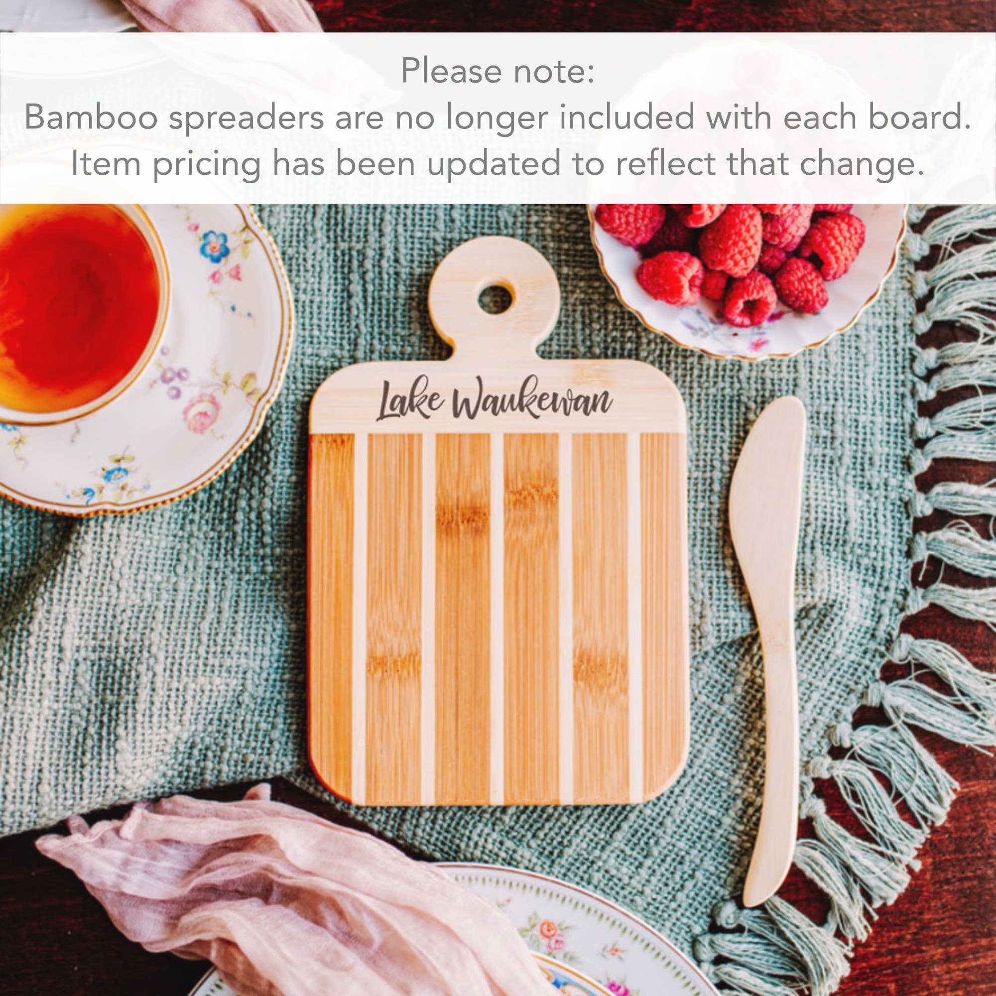 The Lillie Pad - Wholesale Cheese Board - Custom Lake Name  Serving and Cheese Paddle Board - Bamboo3