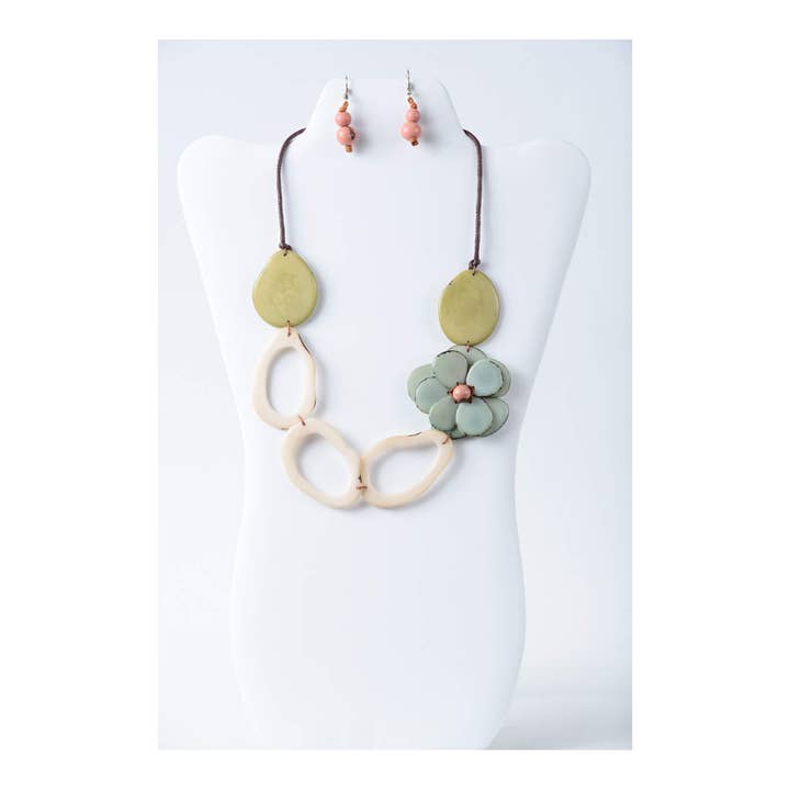 Conjunto de Colar Viviana Tagua – Joalharia Artesanal de Declaração por atacado de TaguArtsy