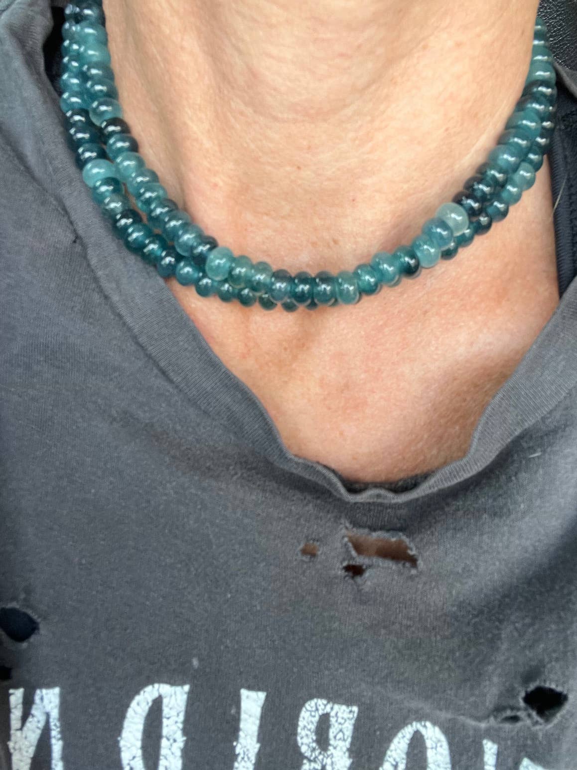 Sonya Renee Jewelry - Wholesale Beaded/Pearl Necklace - Lilly Gemstone Bead Necklace multi-color 8mm opals jade 95