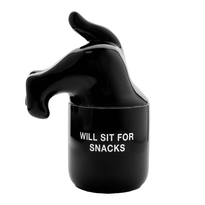 Fisura - Wholesale Pet Treat Jar - Cat/Dog - "Will sit for snacks" black prize jar