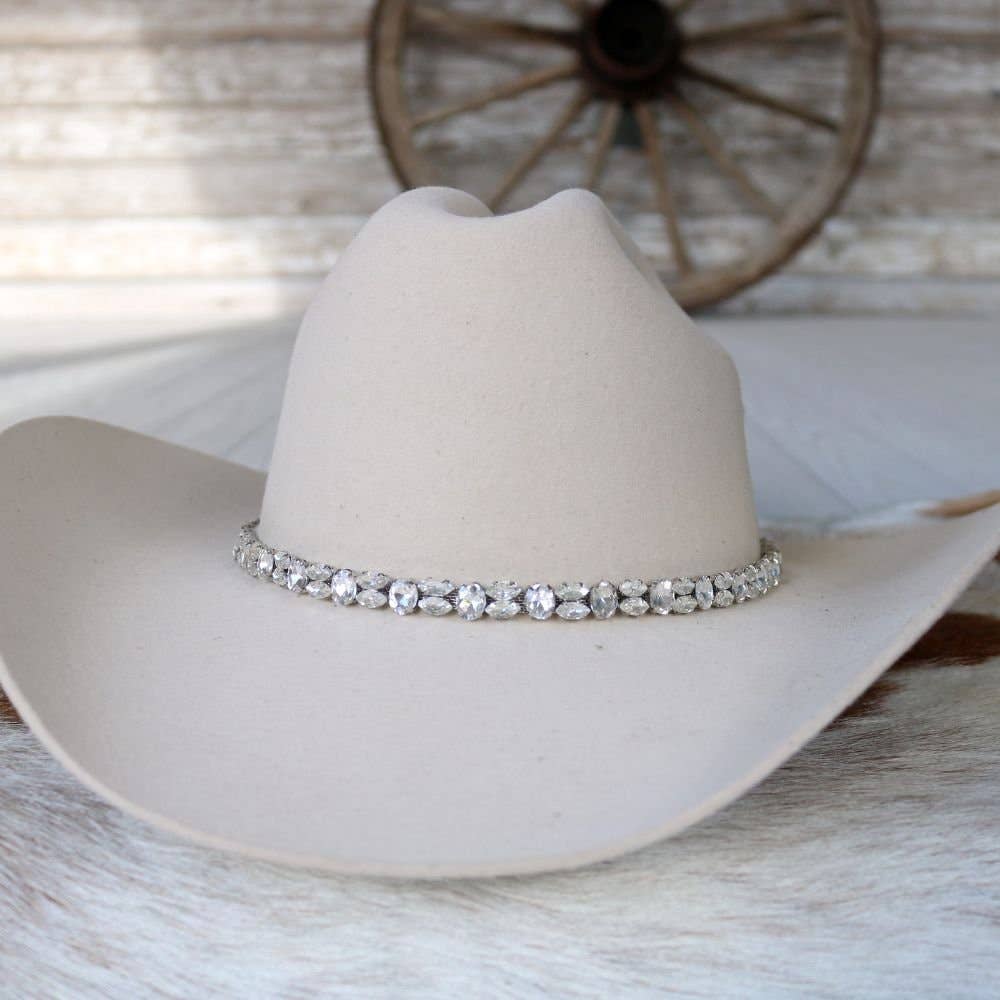 Willow Lane Hat Co. - Wholesale Hat Accessory - Women's - Silver Rhinestone Bling Hat Band - The Kate1