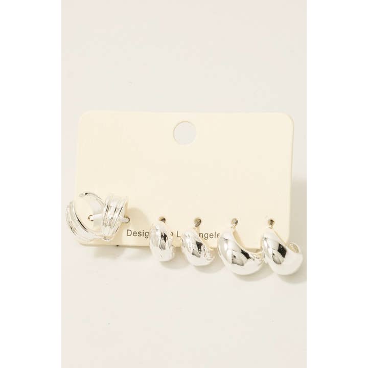 The Looks by Fame Accessories - Wholesale Hoop Earrings - Mixed Huggee And Hoop Earrings Set