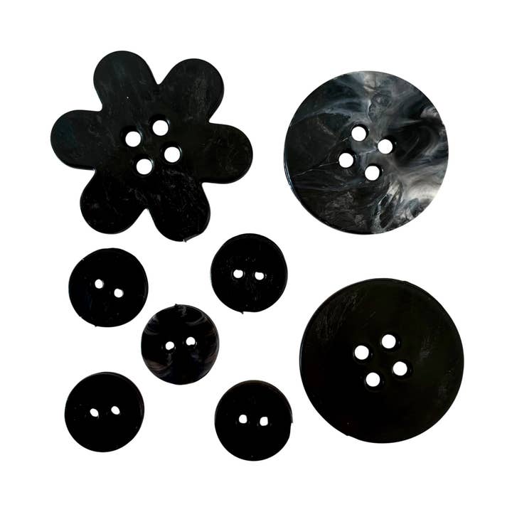 Black Recycled Plastic Buttons for wholesale by Cool Trash