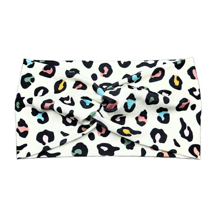 Bandeau large imprimé léopard crème pour la vente par Pilboxx