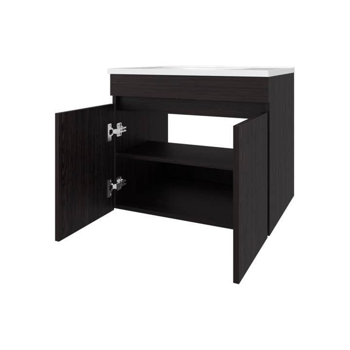 TUHOME FURNITURE - Wholesale Cabinet - Chaux Floating, Wide Double Door Vanity, With Resin Sink And Two Shelves, Bathroom Storage5