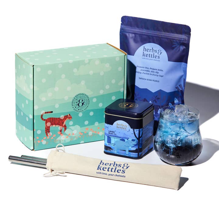 Lavish Blue Boba Tea Kit for wholesale by Herbs & Kettles