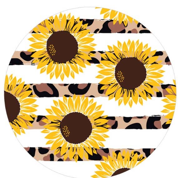 Sunflower & Leopard Print White Spare Tire Cover for wholesale by Dirty Acres