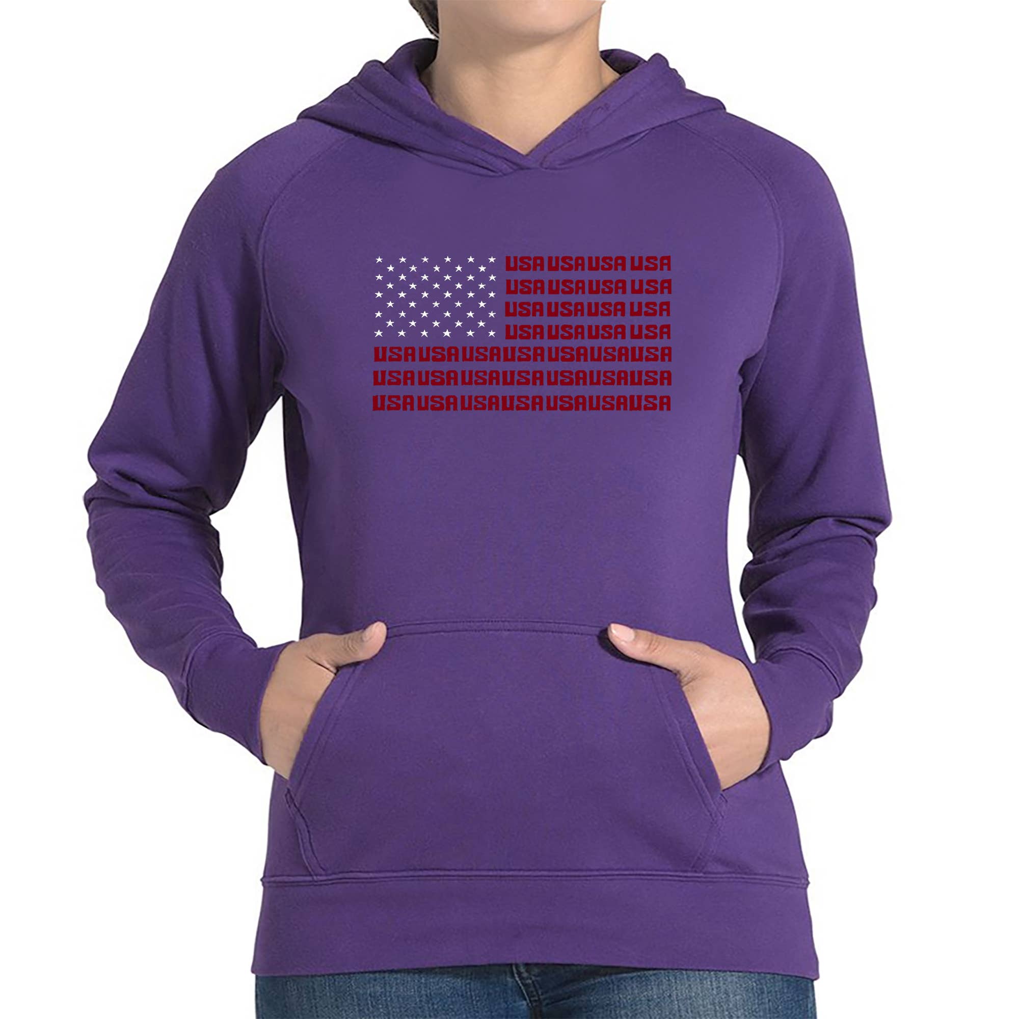 Word Art Kapuzensweatshirt für Damen, US-Flagge im Großhandel für