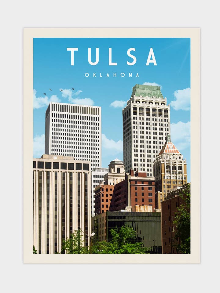 Tulsa, Oklahoma - Impression de voyage vintage pour la vente par Vintaprints