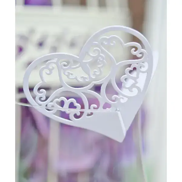 Weddingstar Inc. – wholesale Drink topper – Laser Cut Paper Drink Marker - Double Hearts - Pack of 121