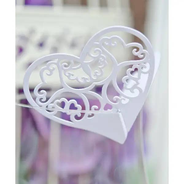 Weddingstar Inc. – wholesale Drink topper – Laser Cut Paper Drink Marker - Double Hearts - Pack of 121