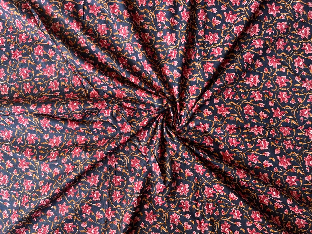 Bhawana Handicrafts - Wholesale Fabric Paint - Natural Floral Printed Dressmaking Fabric Indian Cotton Boho0