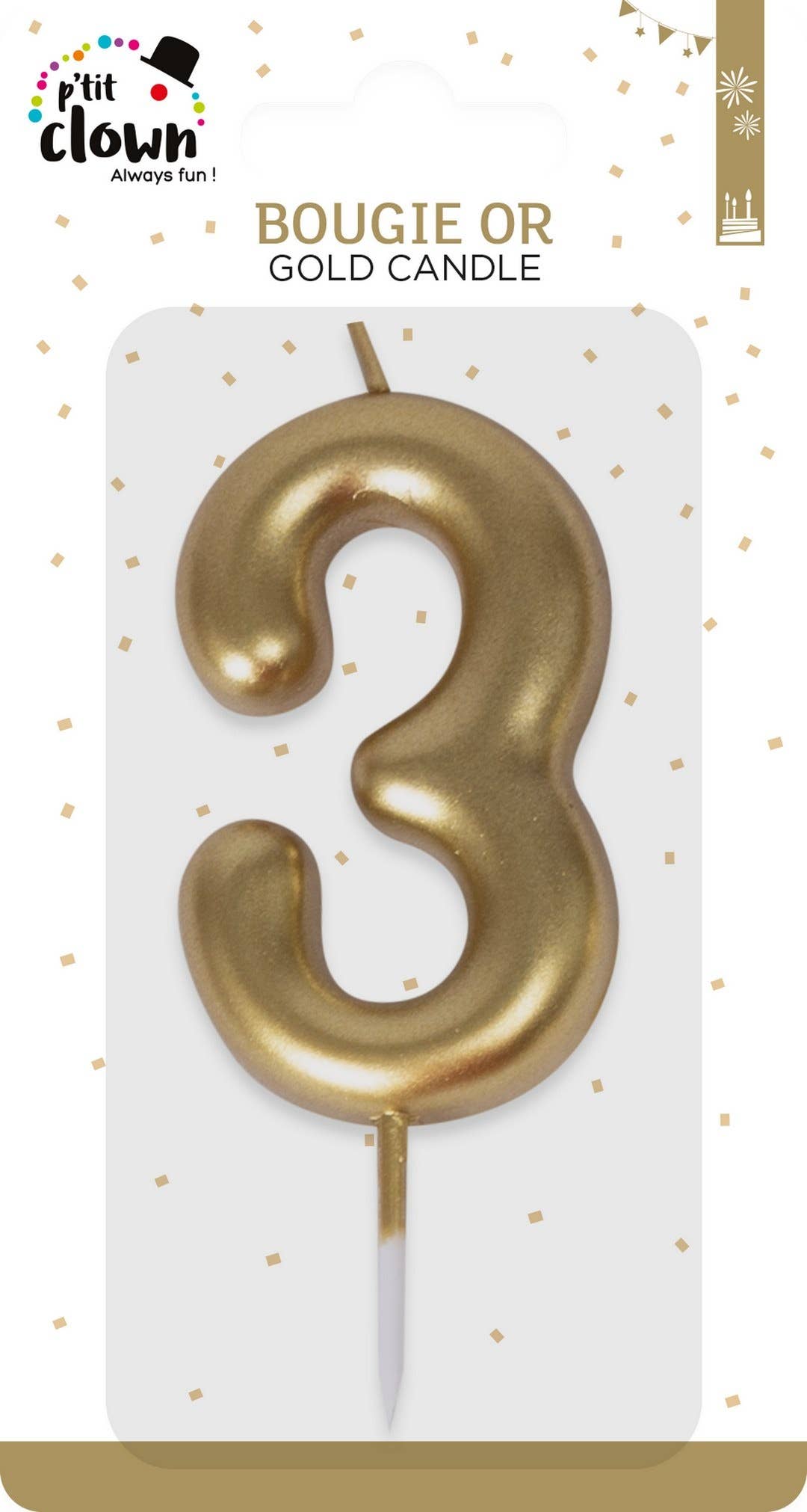 P'tit Clown - Wholesale Cake Candle - Gold Candle - Number 30