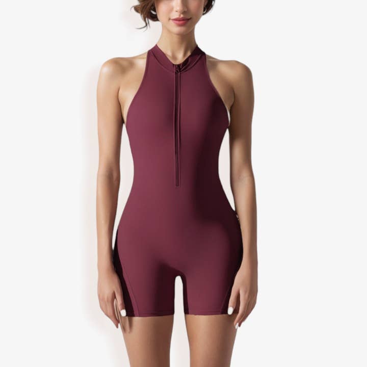 Active by Anna-Kaci – wholesale Bodysuit – Women’s – Sleeveless High Neck Zip Front Bodysuit9