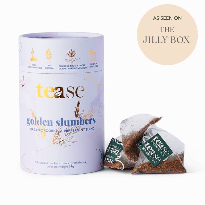 Adaptogène de racine de valériane Golden Slumbers, mélange de thé superalimentaire pour la vente par Tease | Wellness Tea Blends + Accessories