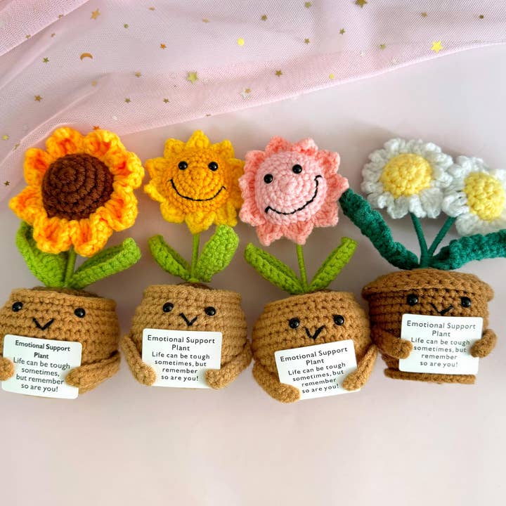 Crochet Flowers in Pot, Sunflower, Cute Daisy Support Gift for wholesale by TOMOPOD LLC