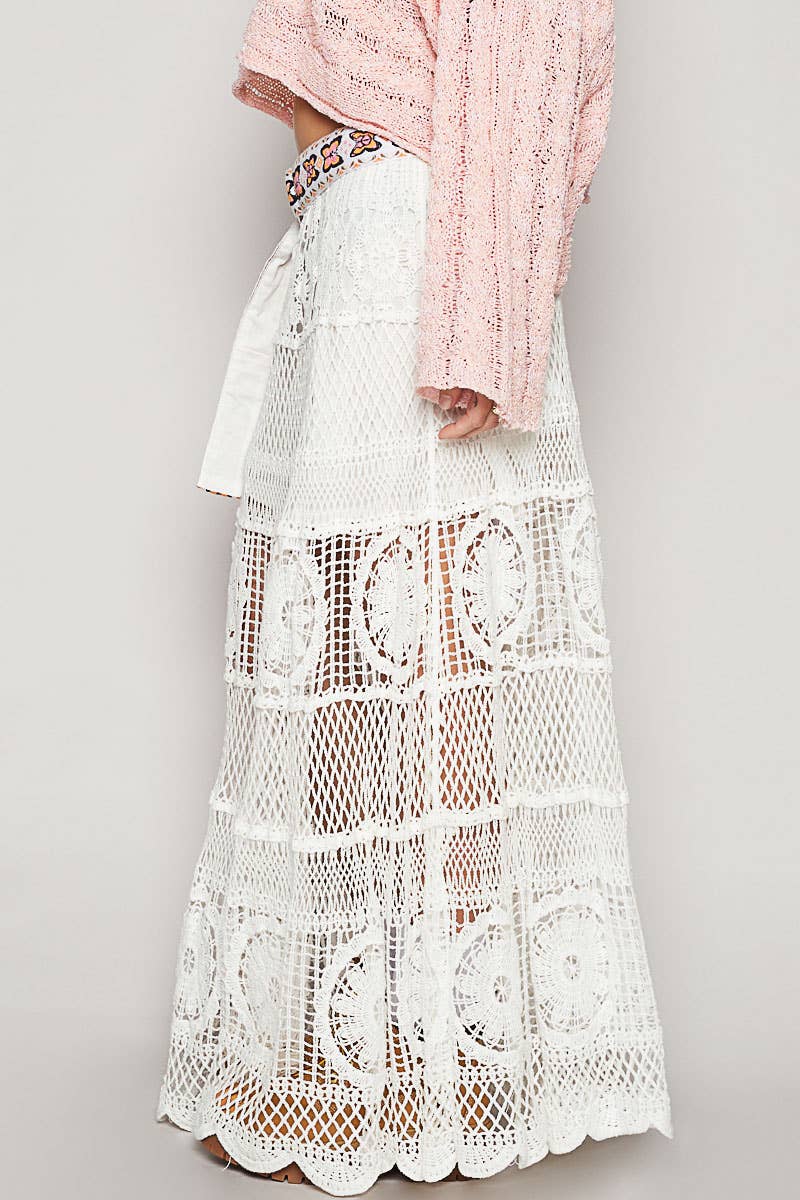 Pol Clothing - Wholesale Skirt - Women's - Crochet long flare elastic waist band skirts11