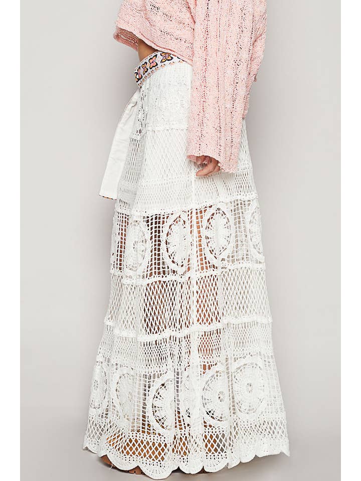 Pol Clothing - Wholesale Skirt - Women's - Crochet long flare elastic waist band skirts11