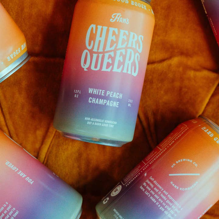Han's Kombucha by HK Brewing Collective - Wholesale Kombucha - Cheers Queers - White Peach Champagne Kombucha