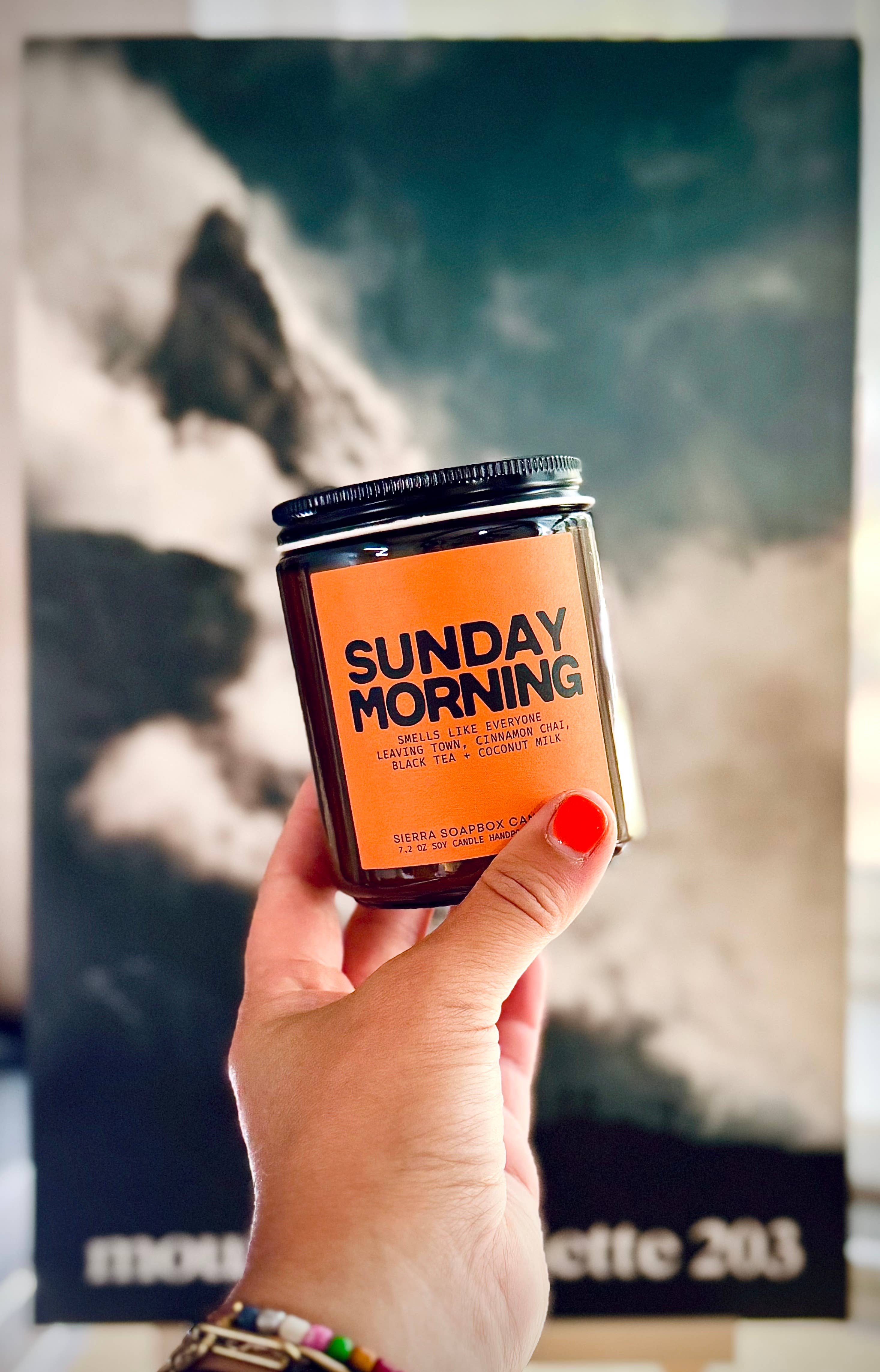 Sierra Soapbox Candle Co. - Vente Bougie en bocal - Dimanche matin [Chai à la cannelle + Lait de coco]3