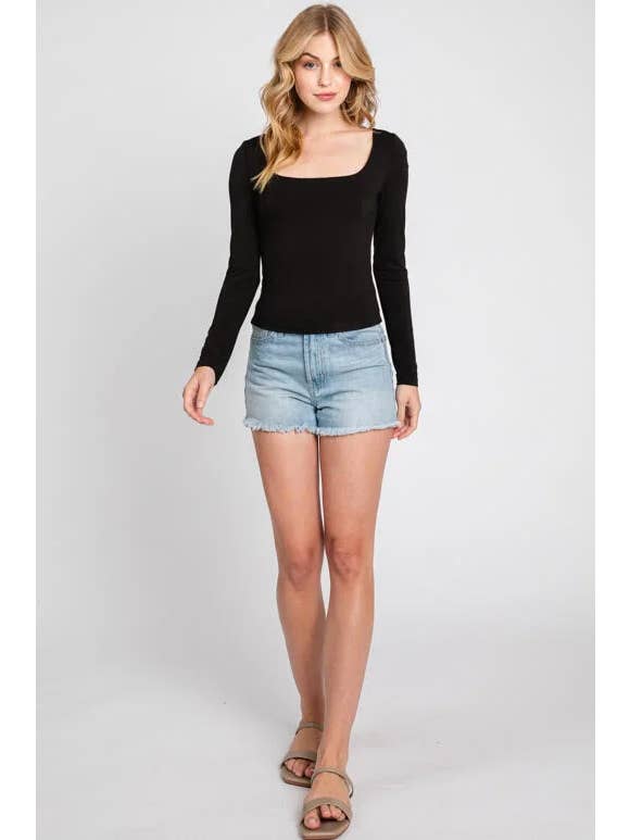 Final Touch - Wholesale Knit Top - Women's - Double Layered Square Neck Basic Top - T1710916