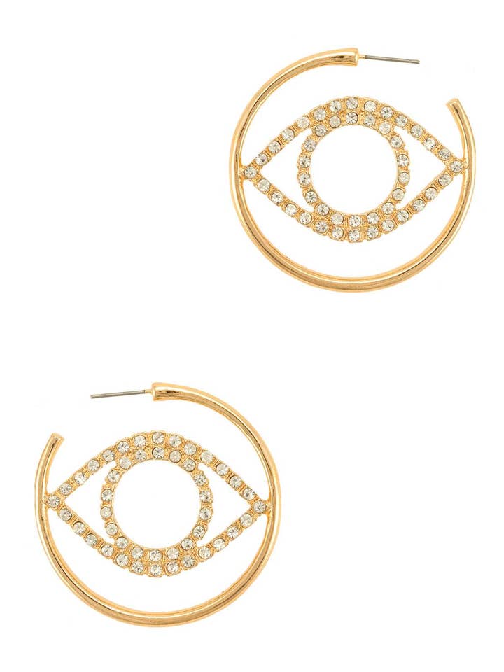 Strass Evil Eye Hoop Örhänge 69 för wholesale av anbfashion